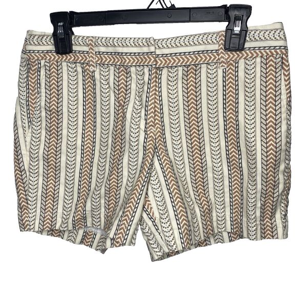 DALIA Shorts Pastel Geometric Print Stretch Pockets Womens 4 Cream Multicolor - Picture 2 of 11